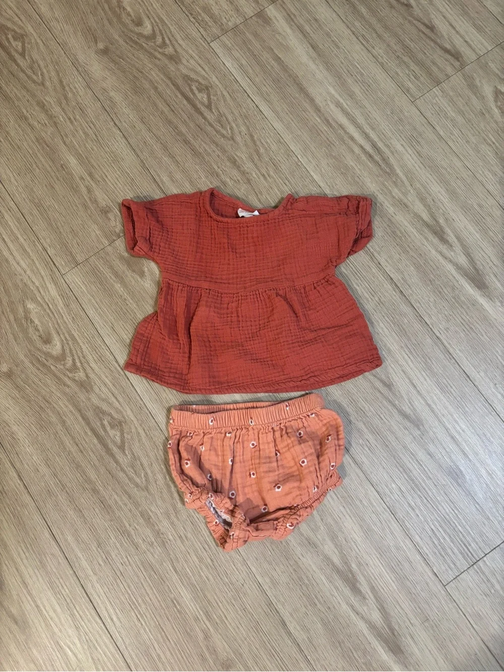 Cat & Jack Two-Piece Top and Bloomers Set - Rust and Coral